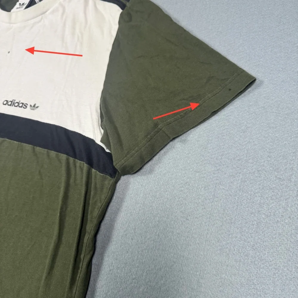 Adidas Originals ZX‎ Colorblock T-Shirt Mens XL Olive Green Cream Trefoil Logo